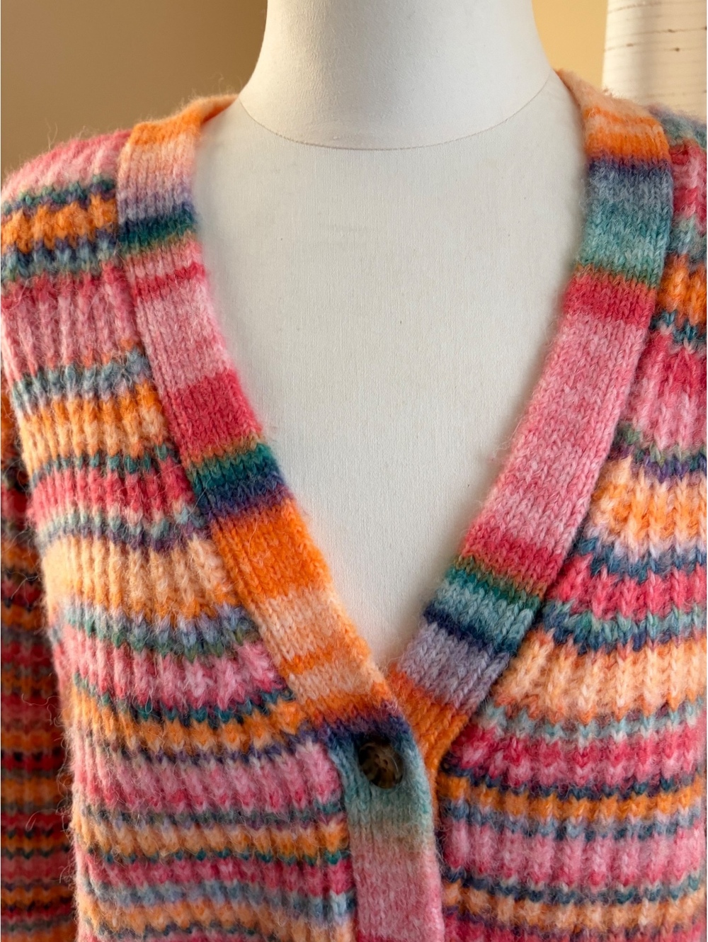 women's Marine Layer Dream Yarn Crop Cardigan Warm Stripe L LARGE wool blend - Picture 5 of 8